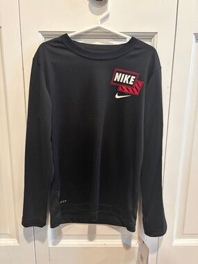Nike Boys Black Long-Sleeve Performance Longsleeve T-shirt